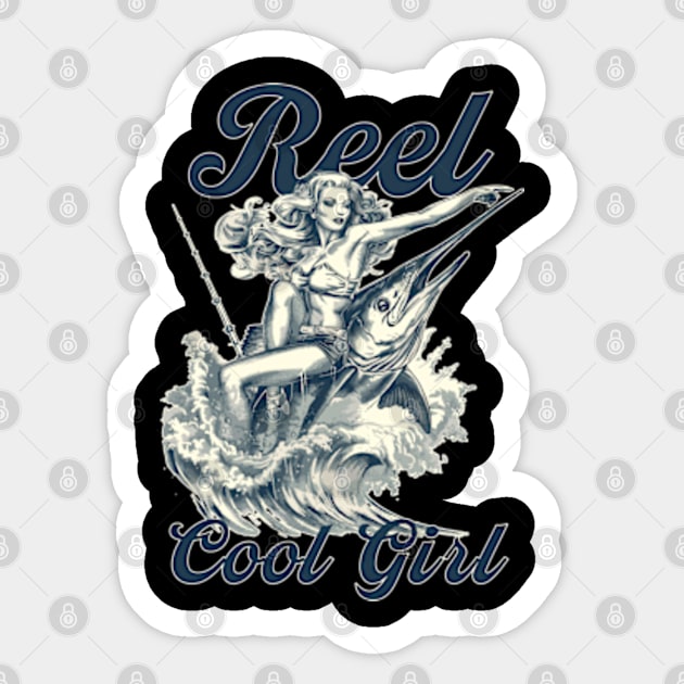 reel cool girl, pin up girl Sticker by GraphGeek